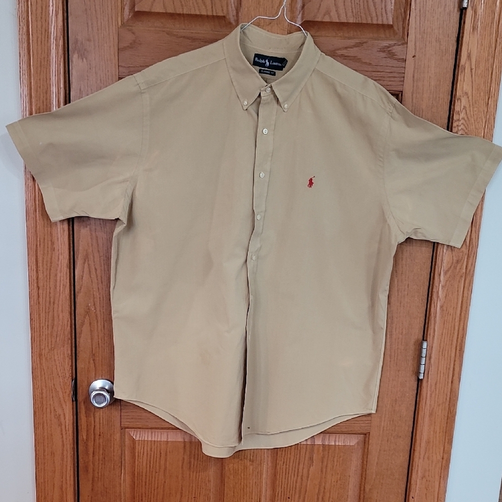 Polo by Ralph Lauren Men's Tan Short Sleeve Shirt